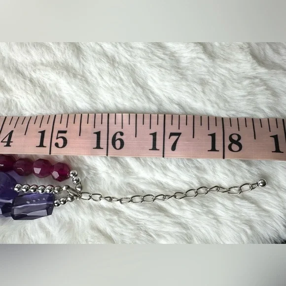 Triple Strand Beaded Necklace in Purple - Picture 5 of 5